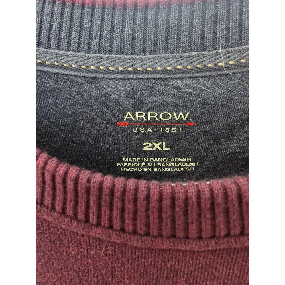Arrow Mens Burgundy Crewneck Sweatshirt 2XL Cotton Blend Classic Fit - Picture 3 of 3